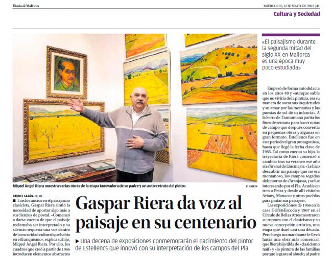  Mallorca rinde homenaje al padre de Miguel Àngel Riera, el pintor Gaspar Riera, en el centenario de su nacimiento