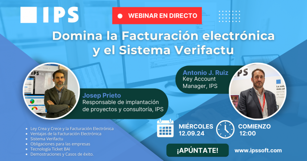 ¡Domine la facturación electrónica con Verifactu! Webinar gratuito de IPS