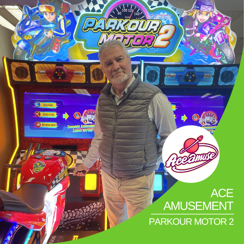 MGA INDUSTRIAL
Pere Samperio presenta Parkour Motor 2, un simulador de motos de ACE Amusement