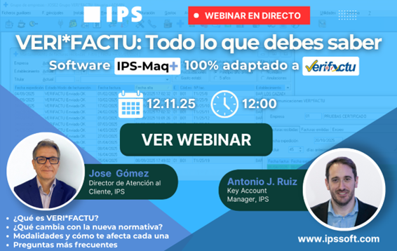 APUNTEN LA CITA
IPS nos prepara para VERI*FACTU y el gran cambio de enero de 2026
El día 12 de noviembre