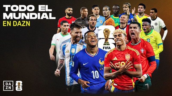 DAZN emitirá en España los 104 partidos del Mundial FIFA 2026 en exclusiva en televisión de pago, a través del canal de Grup Mediapro