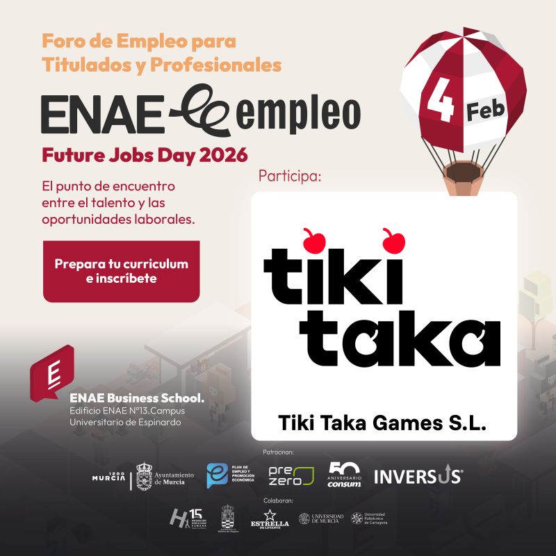 Tiki Taka Games busca nuevo talento este miércoles en el 'Future Jobs Day' de ENAE Business School