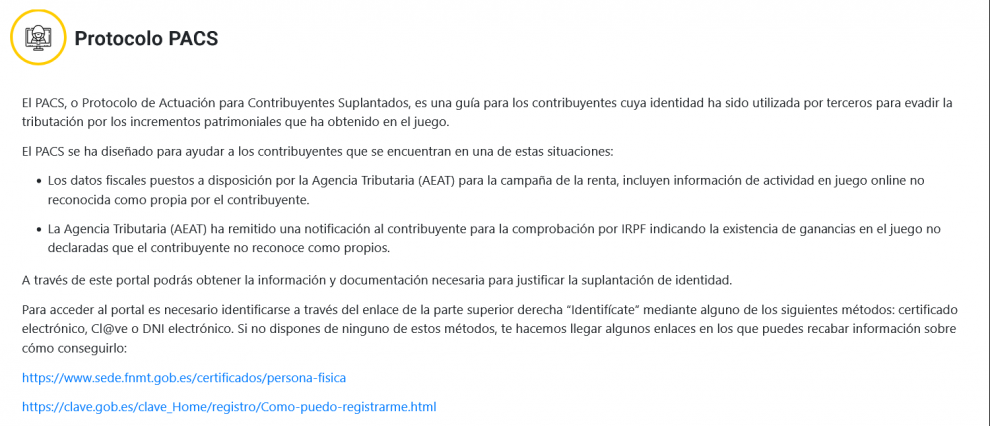 ÚLTIMA HORA: Consumo activa de nuevo la web contra las suplantaciones en el juego online en plena campaña de la Renta