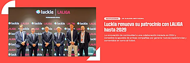 LALIGA COMUNICA LA RENOVACIÓN DE LUCKIA COMO PATROCINADOR HASTA 2029