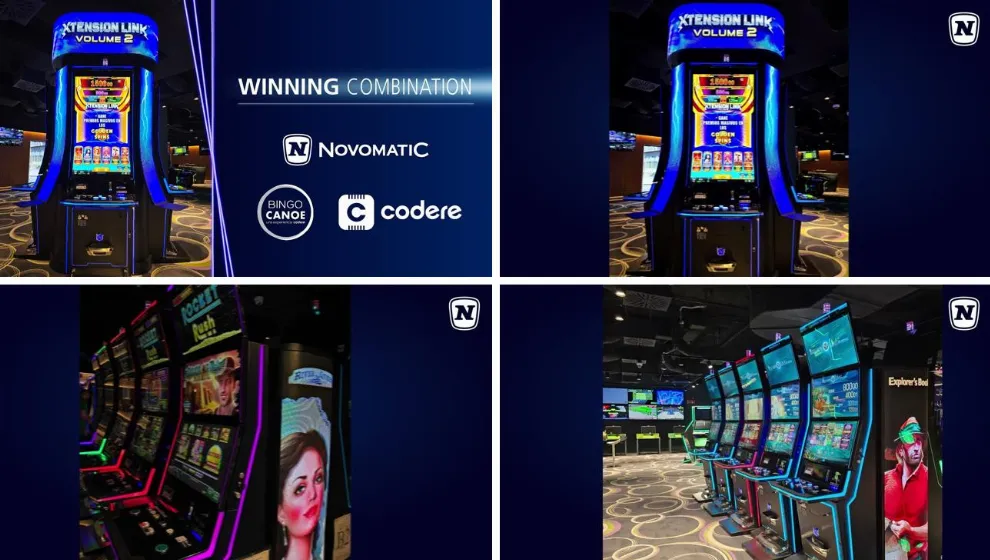 ¡Pasen y vean el impresionante despliegue de NOVOMATIC en el Bingo Canoe con más de 50 puestos!