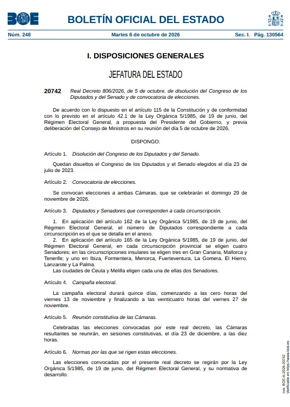 HOY EN EL BOEMientras se disuelven las Cortes, Consumo sigue regulando: nuevos mensajes obligatorios y bandas del 15 % en la publicidad de juego