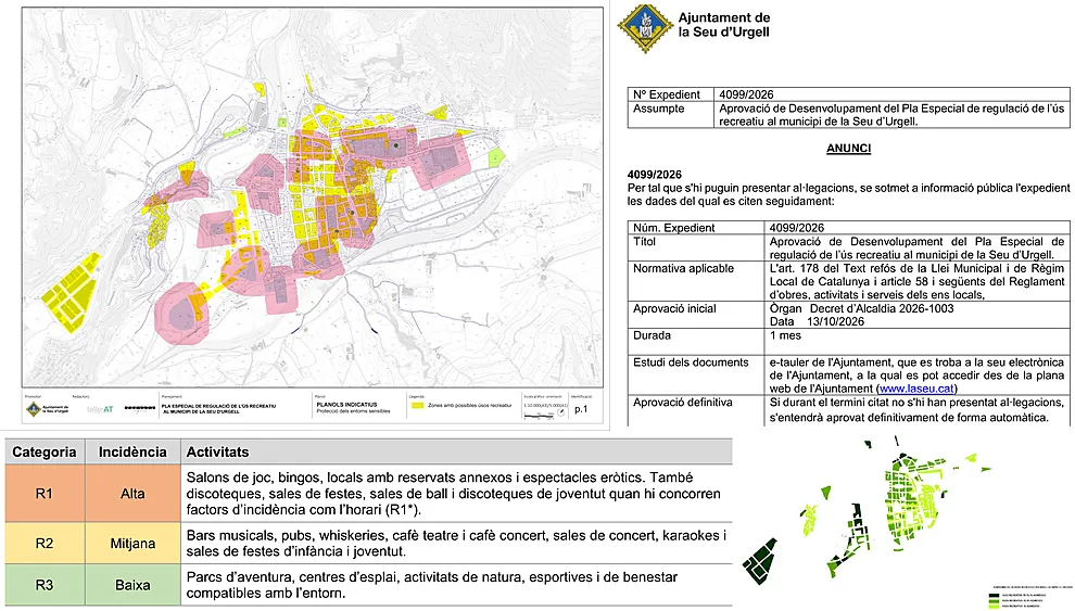 La letra pequeña del plan de la Seu d’Urgell para los salones de juego: 75 metros de escuelas, calles de más de 13 metros y el 30% de las zonas La letra pequeña del plan de la Seu d’Urgell para los salones de juego: 75 metros de escuelas, calles de más de 13 metros y el 30% de las zonas
